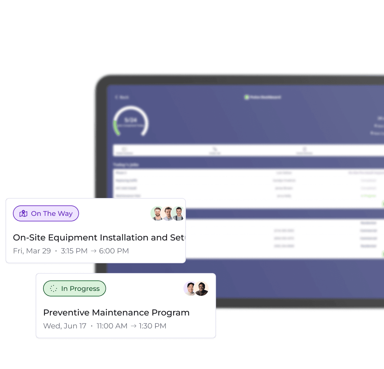 Service manager reviewing technician schedules in a mobile dashboard